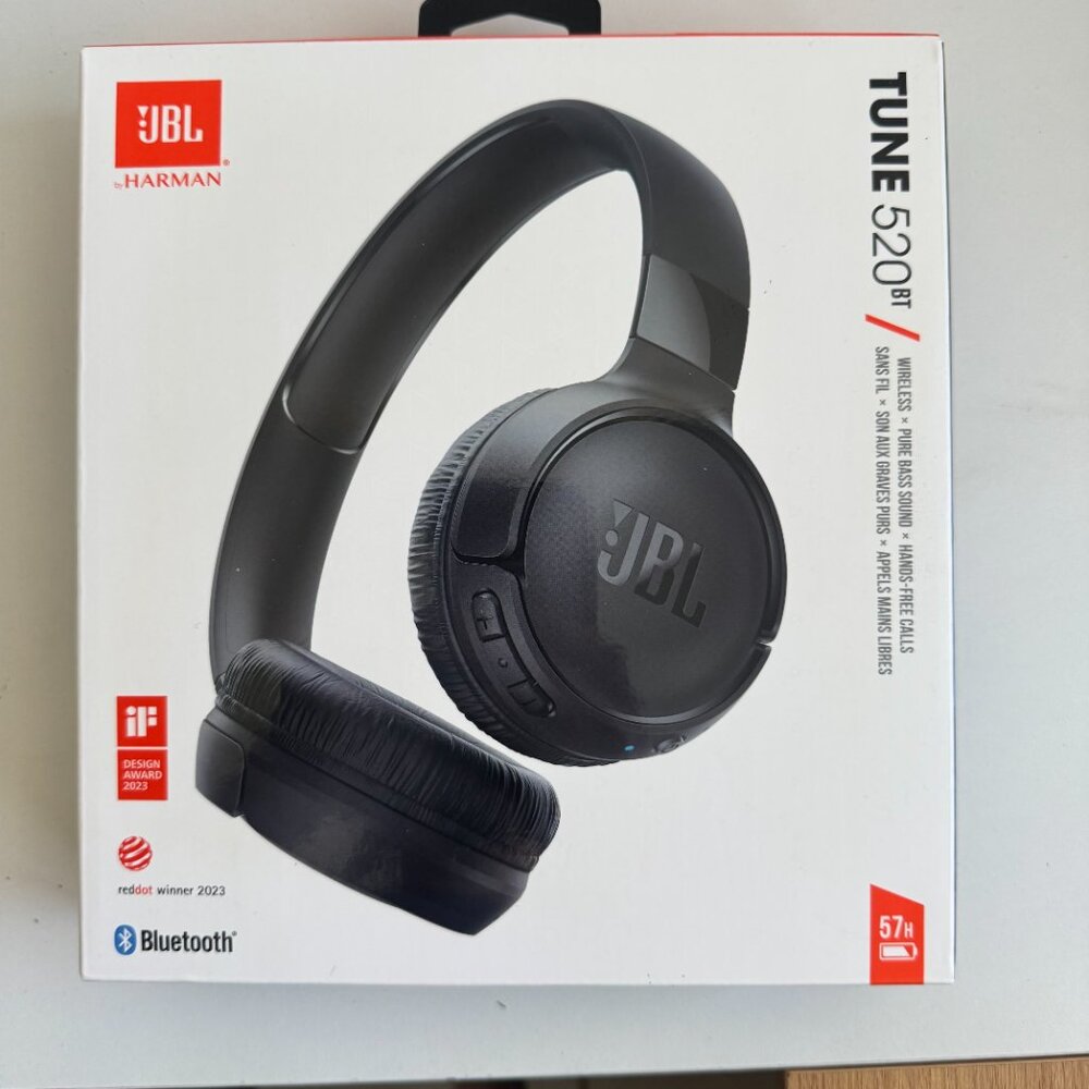 JBL Tune 520BT Wireless Headphones Black Bluetooth 57H Battery Open Box - Picture 9 of 10